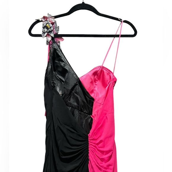 Faviana Couture #6710 Black Pink Sequin Chiffon Sheath Gown Size 8 New with tag - Picture 5 of 15